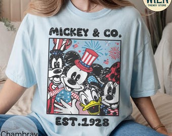 Retro Mickey & Co 4 juli shirt, Mickey Friends Fourth Of July Disney shirt, Magical Freedom shirt, Disney World patriottische reis shirt