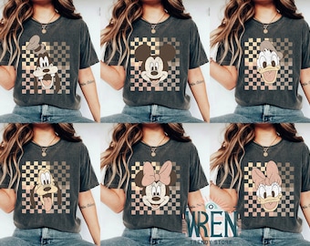 Retro Disney Mickey And Friends Characters Custom Comfort Color Shirts, Mickey Minnie Goofy Donald Daisy, Disney Family Shirts, Disney Shirt