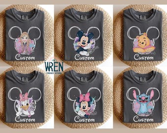 Camiseta personalizada de todos los personajes de Disney, camiseta de Mickey Friends, camiseta de Toy Story, camiseta de Star Wars, camiseta de princesas Disney, camisetas familiares Disney a juego