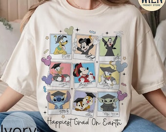 Retro Happiest Grad On Earth Shirt, Mickey and Friends Disney Graduation Shirts, Disney Grad Trip 2025 Shirt, Grad Squad Tee, Class of 2025