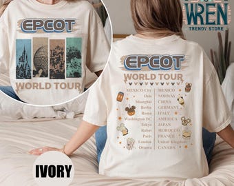 Retro Epcot World Tour Comfort Color Shirt, Drink & Snack Around The World Shirt, Disney World Shirt, Disney Vacation Shirt, WDW Shirt