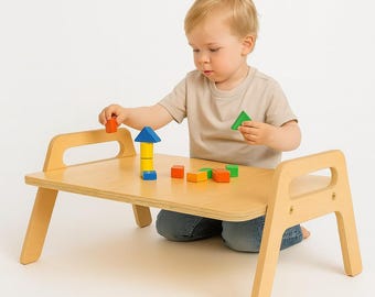Minimalist Wooden Kids Floor Table: Montessori Toddler Activity Table