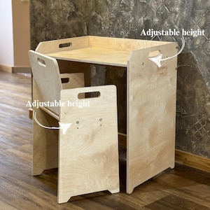 Adjustable Wooden Desk and Chair Set: Montessori Kids Furniture