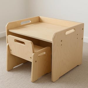 Adjustable Montessori Table and Chair Set: Wooden Weaning Furniture