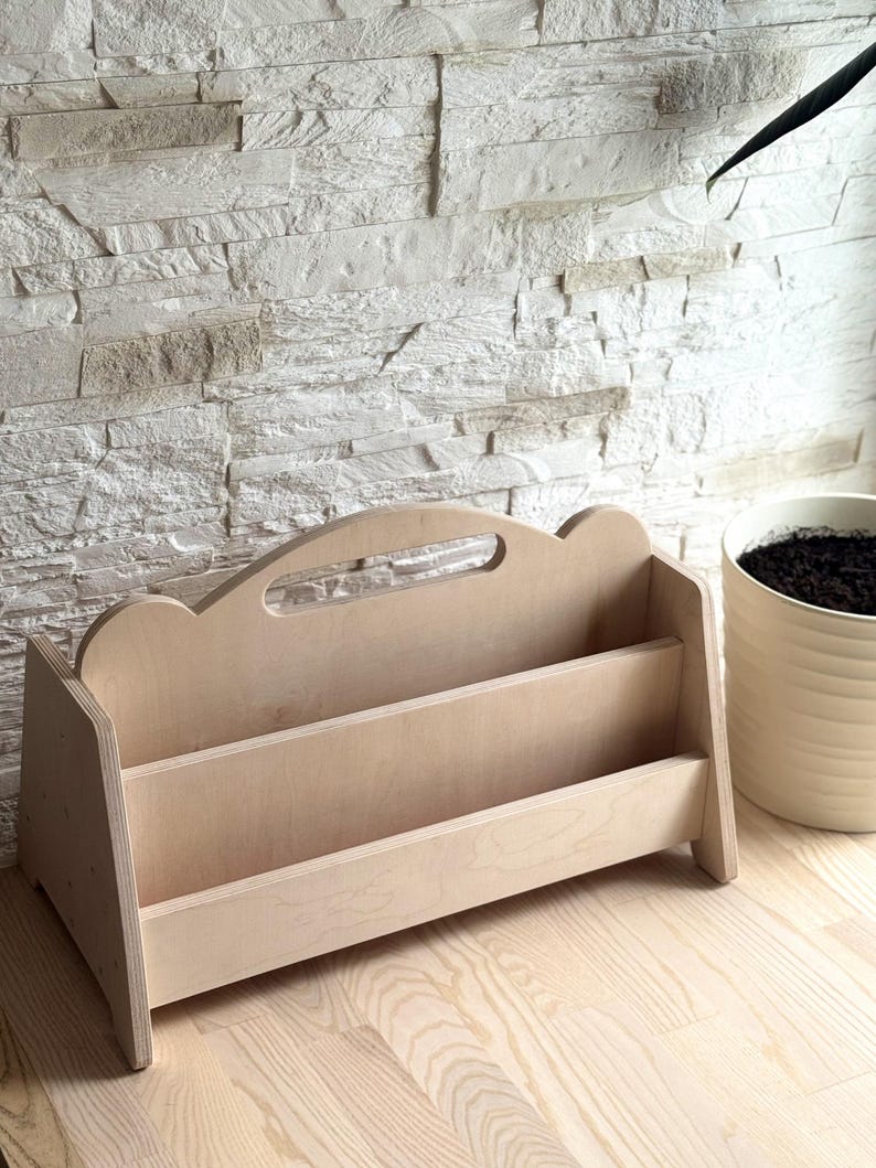 Montessori Wooden Bookshelf: 4-tier Birch Book Display for Kids - Etsy