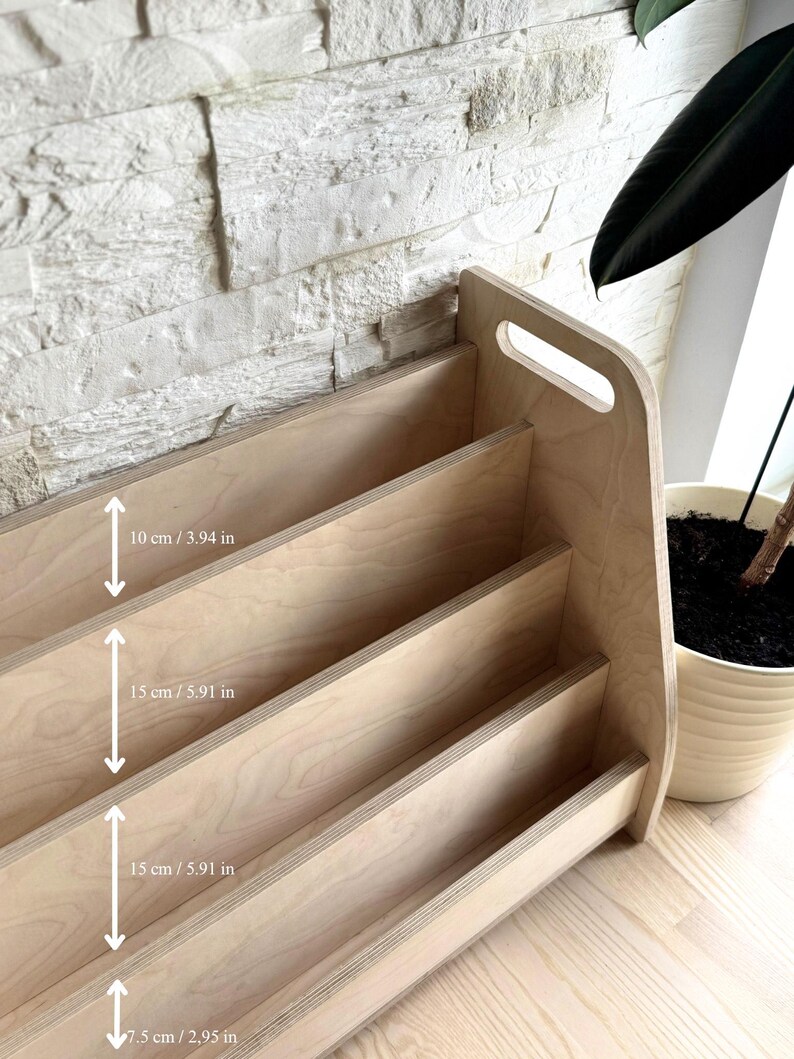 Montessori Wooden Bookshelf: 4-tier Birch Book Rack for Toddlers - Etsy