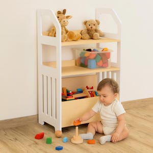 Montessori Wooden Toy Shelf: 3-Tier Birch Plywood Organizer