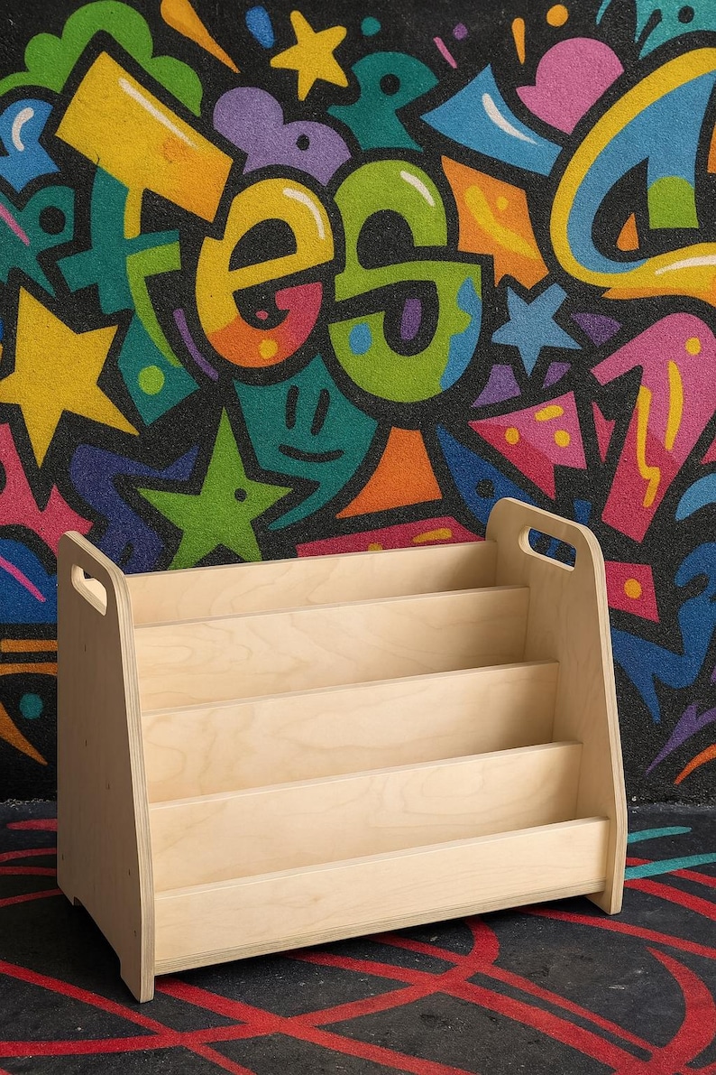 Montessori Wooden Bookshelf: 4-tier Birch Book Rack for Toddlers - Etsy
