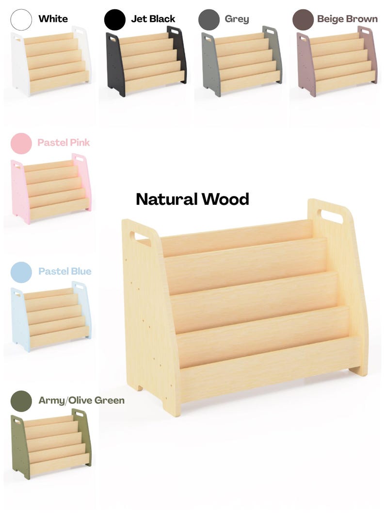 Montessori Wooden Bookshelf: 4-tier Birch Book Rack for Toddlers - Etsy