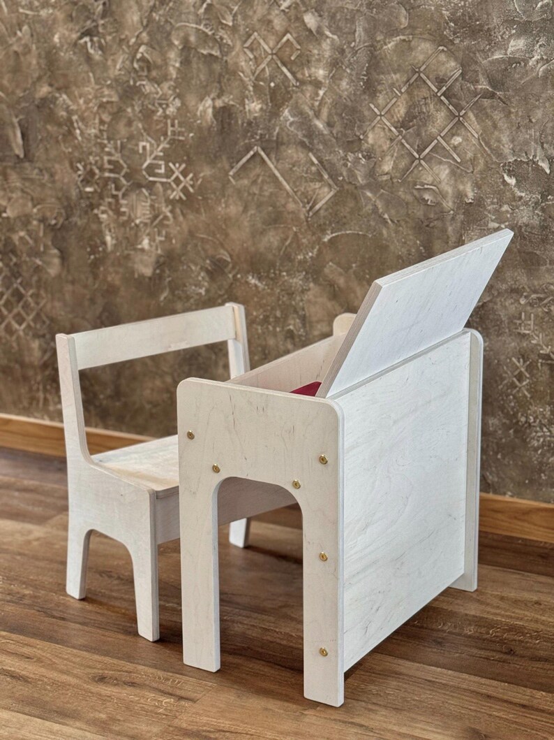 Custom Children S Wooden Table And Chair Set With Storage Photo Inspiration