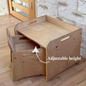 Table Montessori personnalisée réglable Table et chaise pour enfants Table en bois pour enfants Ensemble table et chaises pour enfants Chaise de sevrage Chaise cube