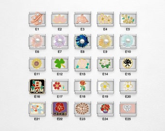 Italian Charms, 9mm Charms, Italian Bracelet Charms, Italian Charm Bracelet, Silver Italian Charms, Custom Bracelet Charms, Flower Charms