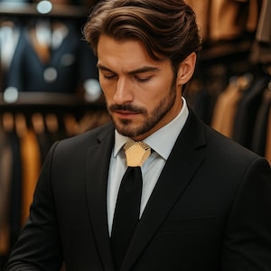 Gold Tie knot cover for him - Fashionable Accessories for Special Events, Best Gift, jewelry for ties with Classic Buttoned shirt