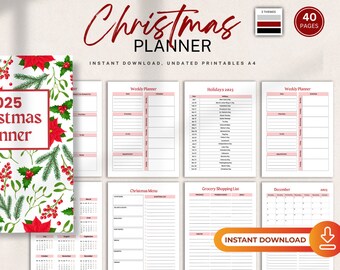 Planificador navideño, organizador de fiestas, calendario festivo (descarga instantánea)