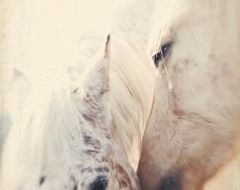 Horse Kiss Art Print: Rustic Farmhouse Decor, Muted Tones