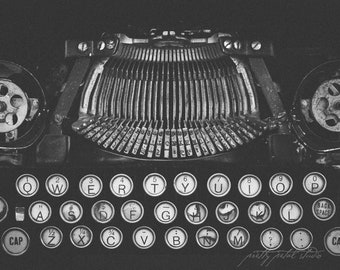 TYPEWRITER . Black and White Modern Art . Office Wall Art . Dorm Art Print . Typewriter Photograph . Moody Wall Art