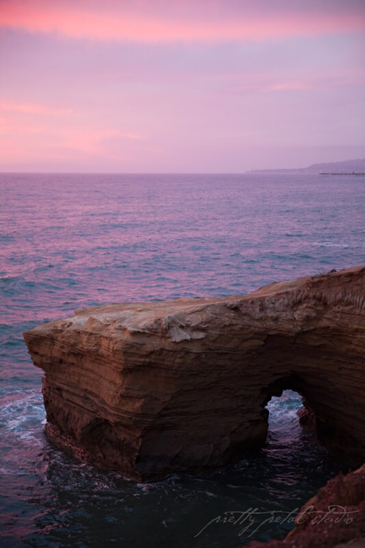 Sunset Cliffs San Diego Art Print: Pink & Purple Ocean Coastal