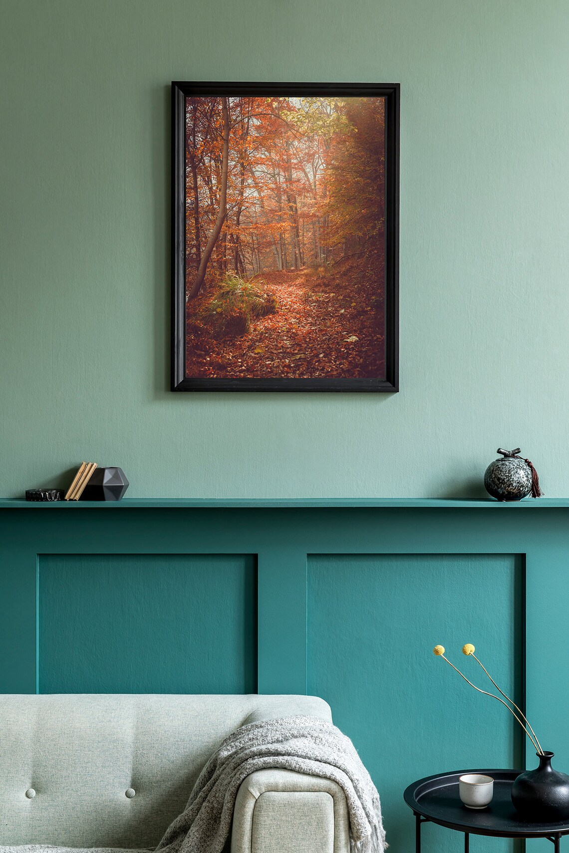 AUTUMN WINDING PATH . Rustic Autumn Art . Moody Fall Landscape ...