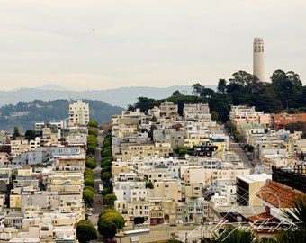 TELEGRAPH HILL . Art de San Francisco. Impression paysage urbain. Décoration murale tour de coit . Décoration loft. Art mural voyage