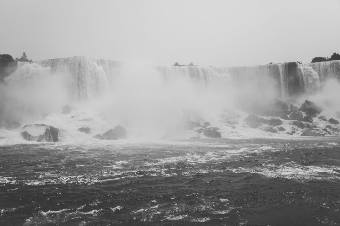 B&W NIAGARA FALLS . Waterfall Wall Art . Black and White Moody Art