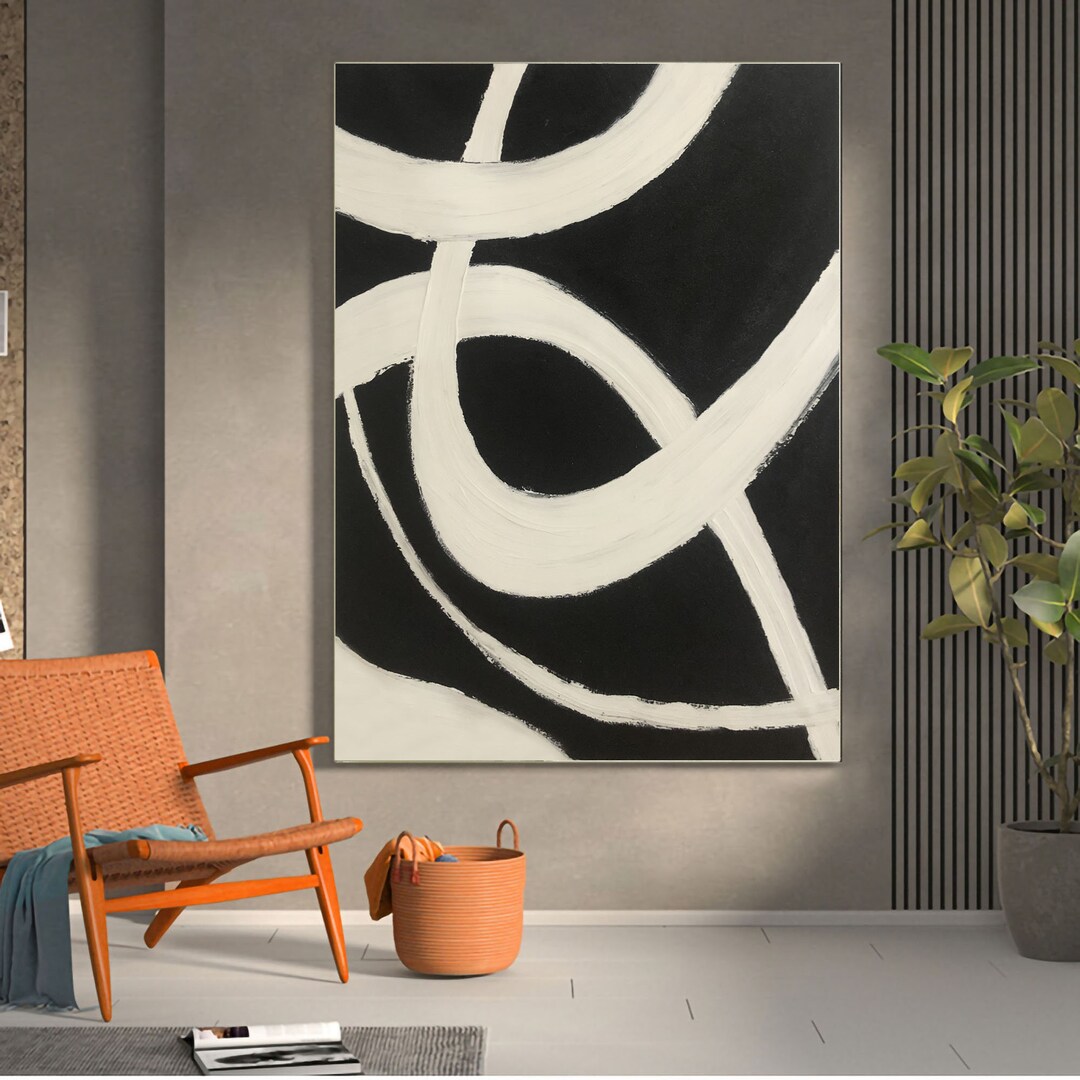 Black and White 3D Texture Oil Painting, Black and White Abstract ...