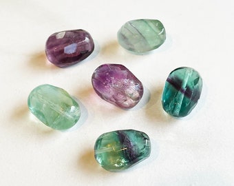 Vintage collection of six, large Fluorite nugget beads