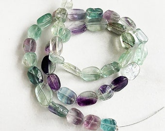 Fluorite flat pebble beads