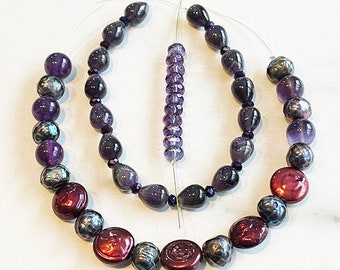 Shades of Purple 3 strand bead LOT