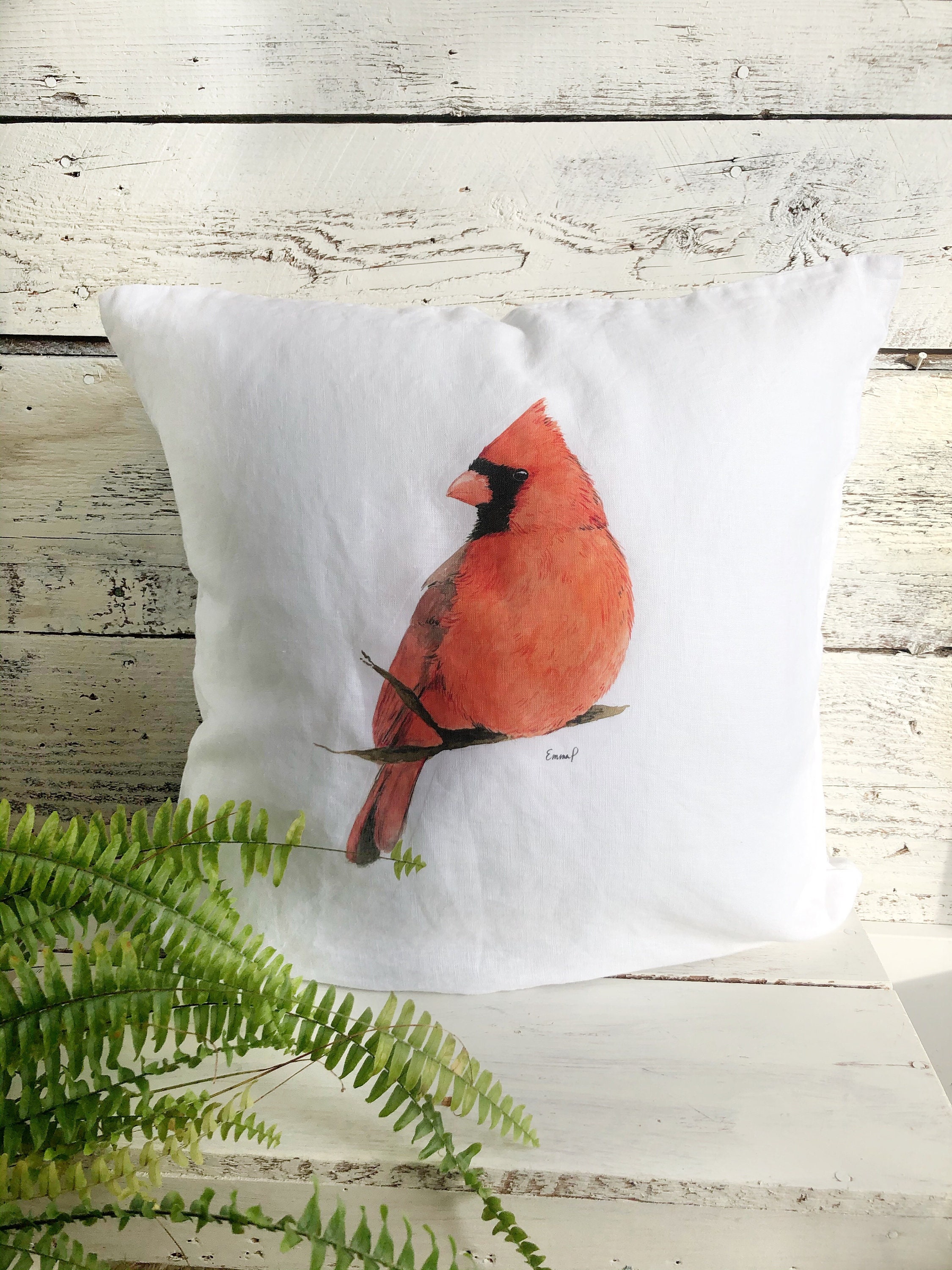 red cardinal pillow