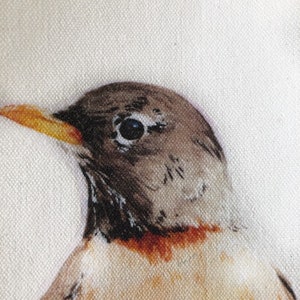 Reusable 100% Canvas Tote Bag with Robin Watercolor art by Emma Pyle, great gift for bird lover image 2