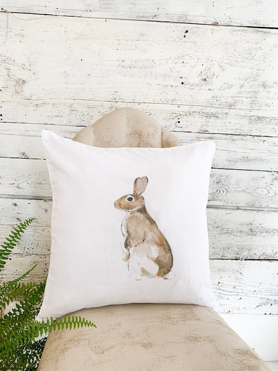 Linen Grey Rabbit Pillow Cover White Stone Washed French Linen Home Decor Throw Pillow Case Nursery Decor Etsy