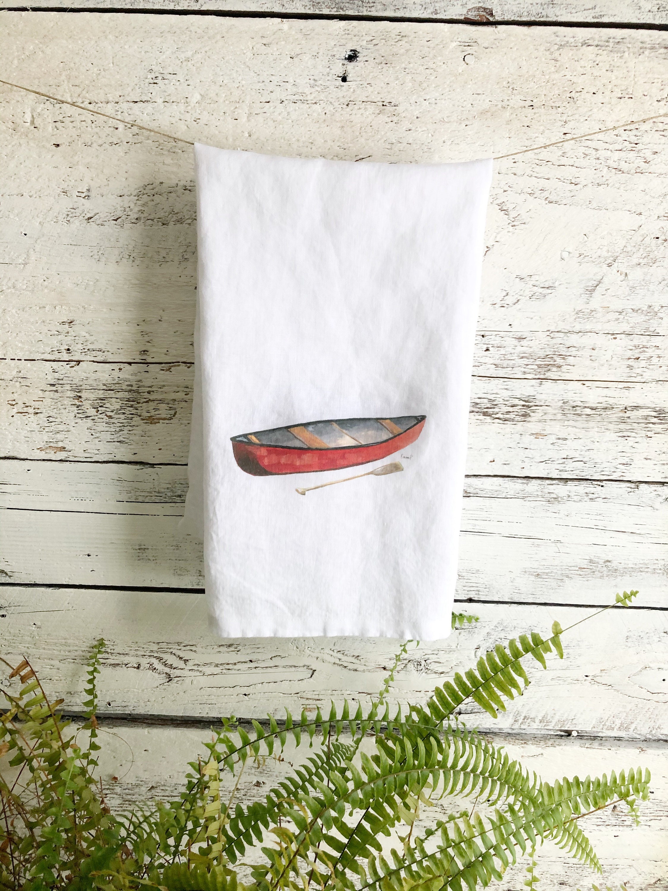 Red Canoe Tea Towel, White Stone Washed French Linen Dish Towel, Kitchen  Decor, House Warming, Hostess Gift -  Canada