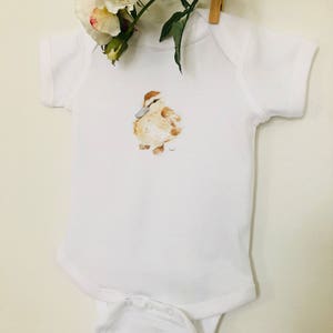 Baby duck cotton bodysuit with baby duck art, infant body suit, 100% cotton, baby snap vest image 3