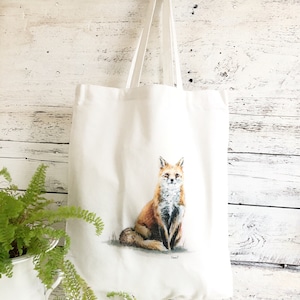 Fox market bag with art by Emma Pyle
