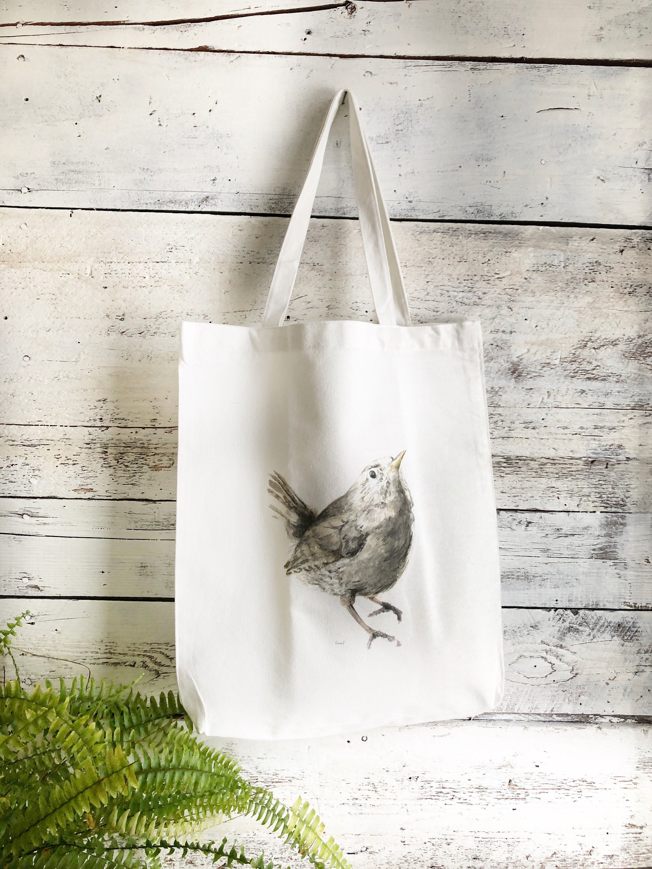 Eco Friendly Canvas Tote Bag With Art by Emma Pyle Wren Water - Etsy