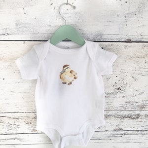 Baby duck cotton bodysuit with baby duck art, infant body suit, 100% cotton, baby snap vest image 1