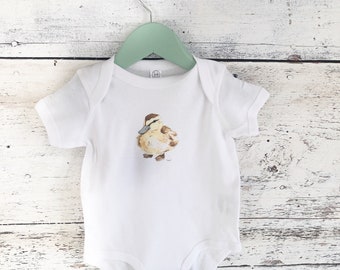 Baby duck cotton bodysuit with baby duck art, infant body suit, 100% cotton, baby snap vest