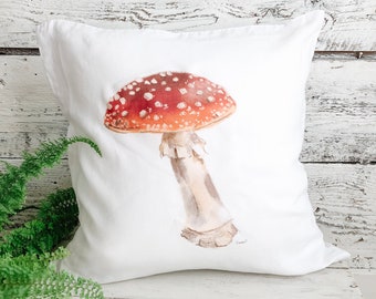 Mushroom French Linen pillow cover. Machine washable case with zippered closure at bottom.  Fits 18" insert. Unique gift.