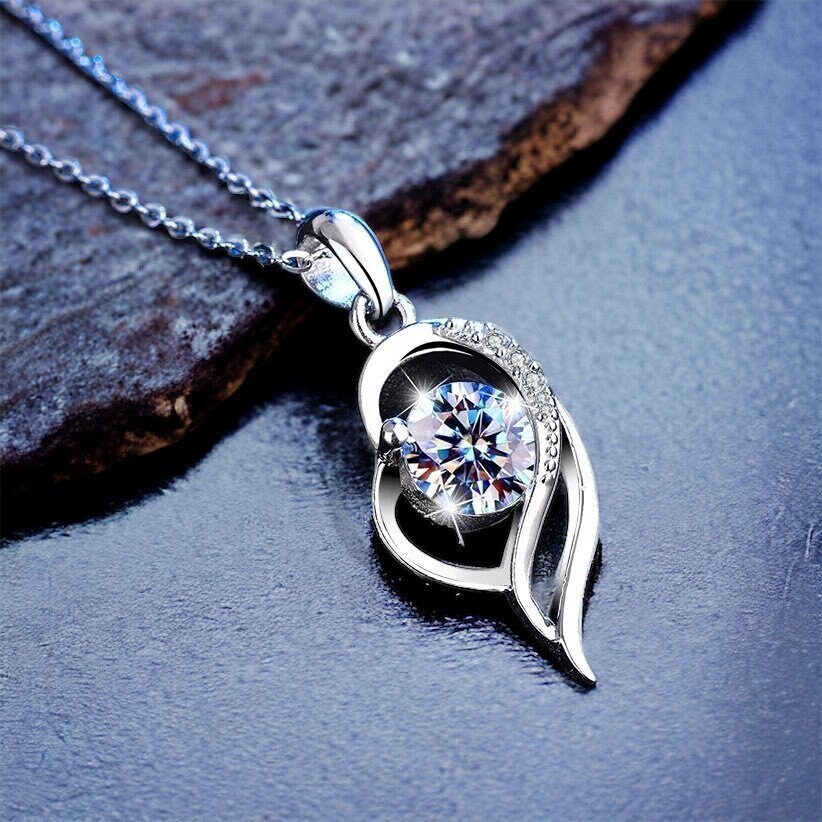 Moissanite necklace etsy deals