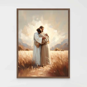 Vertrouw op je geloof, digitale christelijke kunst, Jezus met de mens, Jezus kunst, LDS-muurkunst, Bijbelafdrukken, Christus downloaden, Jezus schilderij, Jezus print