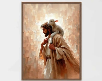 A Hard Road, Christliche Kunst, Jesus wird das Lamm retten, Jesus Gemälde, LDS Kunst, Bibel Vers Wandkunst, Verlasse die 99 Kunst, Jesus Christus und das Lamm