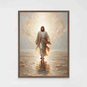 Jesus Walking on Water, Christian Wall Art, Jesus Watercolour, Jesus Picture, LDS Art, Bible Wall Art, Picture of Christ, Christian Painting