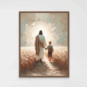 A Day to Learn, Modern Christian Art, Jesus and Boy, Picture of Jesus Painting, LDS Art, Bible Art, Christian Nursery Art, Baptism Jesus Art