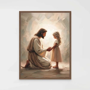 Savior and Girl, Christian Art, Jesus and Girl, Picture of Jesus Christ, LDS Art, Bible Art, Christian Art for Kids, Modern Christian Art