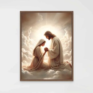 His Heavens, Christian Art, Jesus and Girl Praying, Jesus Painting, LDS Painting, Bible Art, Jesus Heals a Woman, Jesus Picture, Jesus Print
