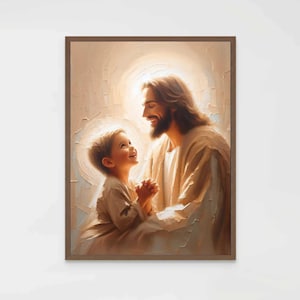 Happy Days, Christian Painting, Jesus and Boy, Jesus Art, LDS Painting, Bible Prints, Jesus and Kids Art, Jesus Prints, Christian Poster