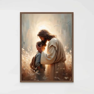 Savior&#39;s Kiss, Christian Painting, Jesus and Boy, Jesus Art, LDS Painting, Bible Wall Art, Jesus and Kid, Christian Art, Jesus with Children