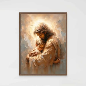 Savior&#39;s Son, Modern Christian Art, Jesus with Boy, Jesus Painting, LDS Art, Bible Wall Art, Christian Printable Art, Jesus and Children Art