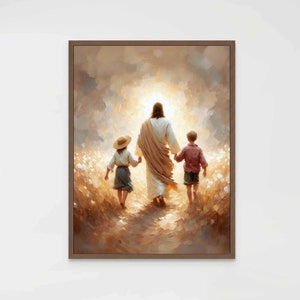 Walk with Him, Christian Art, Jesus with Children, Jesus Wall Art, LDS Painting, Bible Printable, Christian Art for Kids, Jesus Christ Art