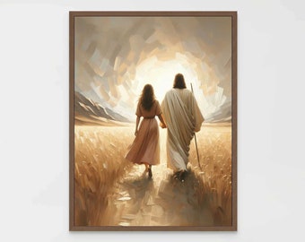 Walk with Jesus, Christian Painting, Jesus and Woman, Jesus Art, LDS Art, Bible Sketches, Christian Printable Art, Jesus with Woman Prints
